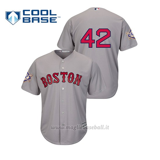 Maglia Baseball Uomo Boston Red Sox 2019 Jackie Robinson Day Cool Base Grigio